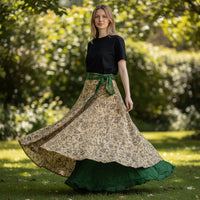 Emerald Horizon Silk Wrap Skirt