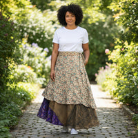 Verdant Whisper Silk Wrap Skirt