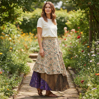 Verdant Whisper Silk Wrap Skirt