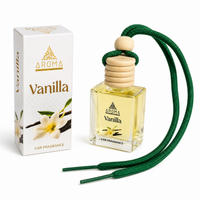 Aroma Vanilla car fragrance with packaging on a white background