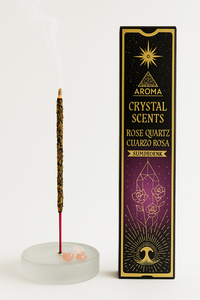 Aroma Crystal Scents - Rose Quartz Incense Sticks with Crystals