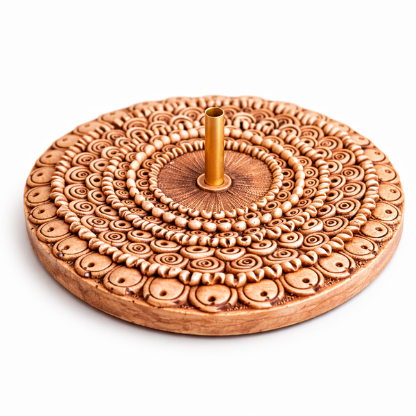 Decorative Mandala Incense Holder  with Mandala Patterns on a white background