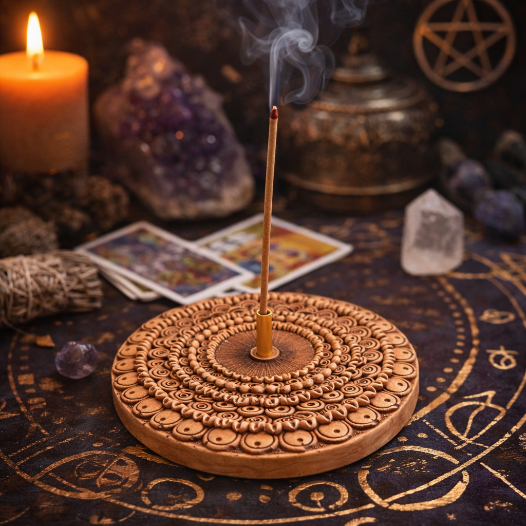Clay Finish Mandala Incense Holder – Sacred Mandala Incense Burner Clay Finish Mandala Incense Holder – Sacred Mandala Incense Burner