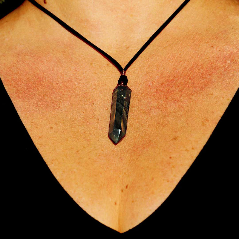 Elegant Bloodstone Crystal Necklace on a Model