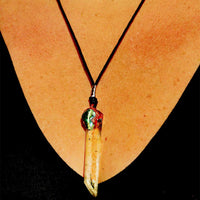 Close-Up of Orbicular Jasper Pendant with Quartz Accent for Healing and Clarity