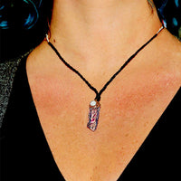 Brandberg Amethyst and Rainbow Moonstone Crystal Pendant