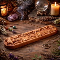 Enchanted Mushroom incense holder in spiritual altar setting with crystals candles and incense smoke – esoteric home decor South Africa