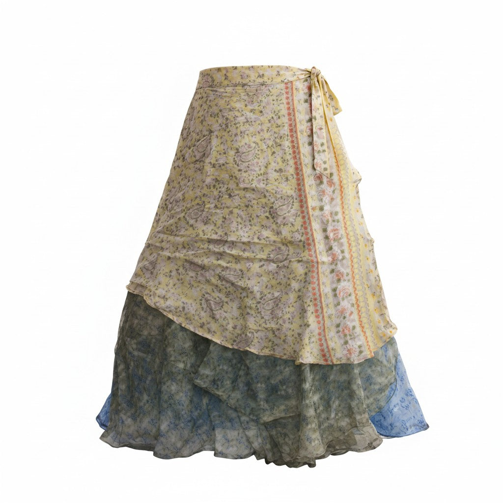 Sunlit Tides Silk Wrap Skirt