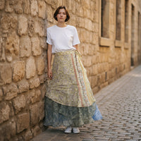 Sunlit Tides Silk Wrap Skirt