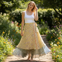 Sunlit Tides Silk Wrap Skirt
