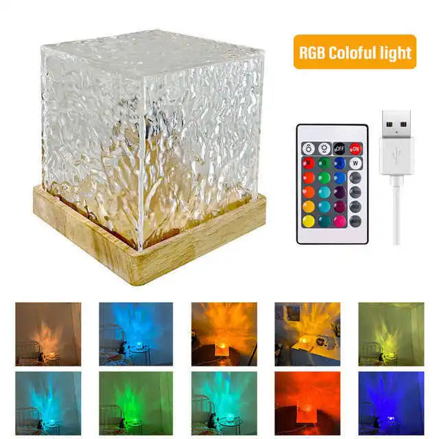 USB-Powered Water Ripple LED Lamp - 16 RGB Colours for Home Decor