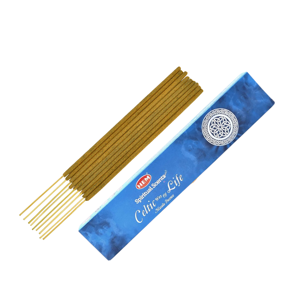 Blue boxes of HEM Celtic Way of Life Masala Incense