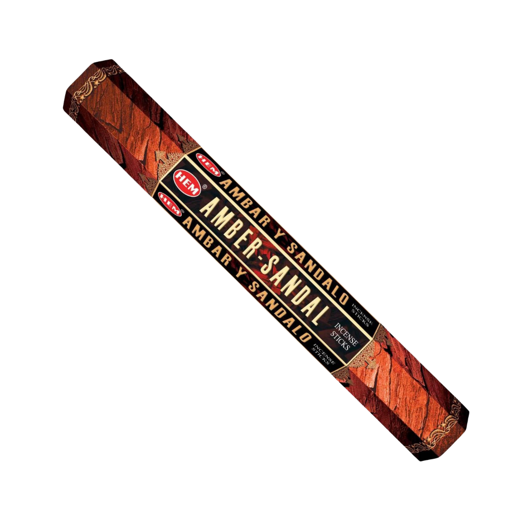 HEM Amber - Sandal Incense Sticks - Hex Box (20 Sticks)