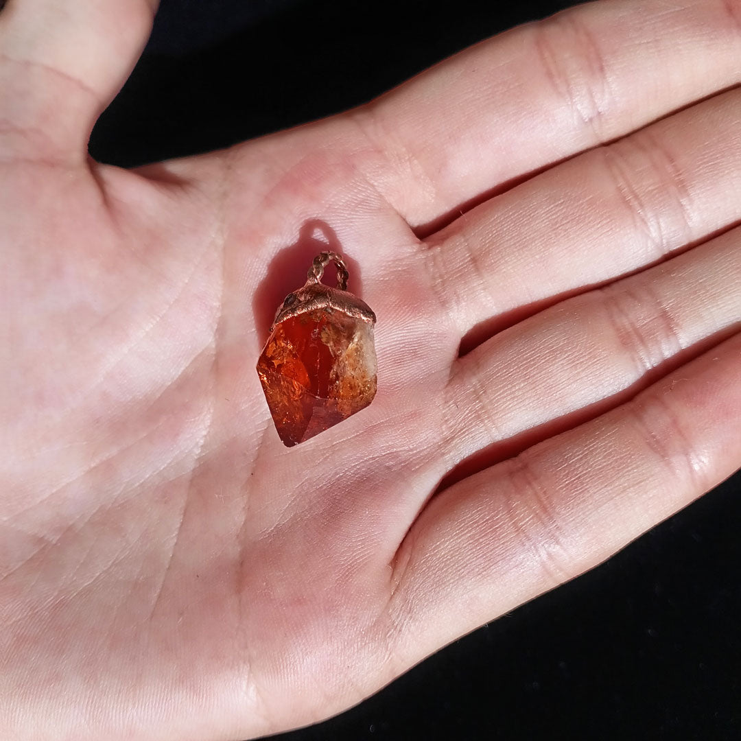 Hand-Held View of Citrine Pendant – Confidence Boosting Gemstone Necklace