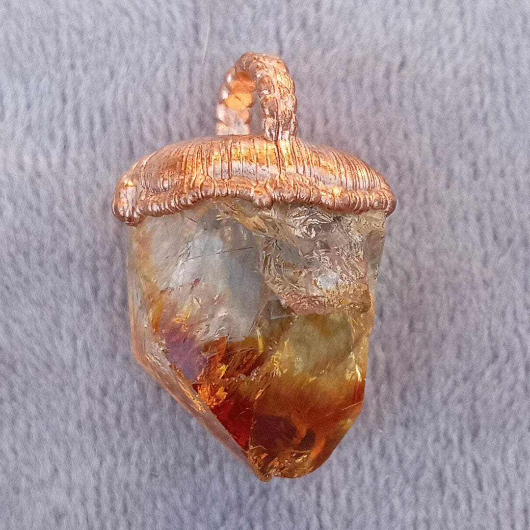Heat-Treated Citrine Pendant – Vivid Yellow and Orange Hues for Solar Energy