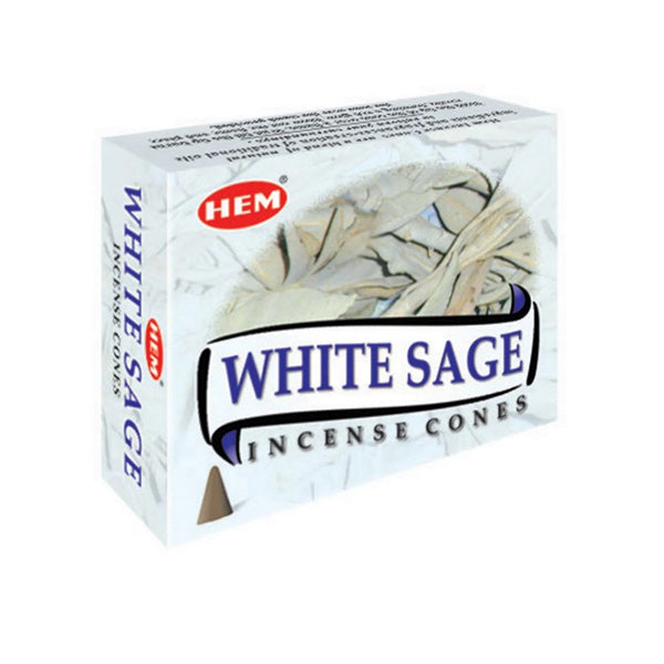 HEM White Sage Incense Cone Box - Premium Hand-Rolled Aromatic Cones