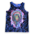 Hand-painted mystical wolf tie dye tank 