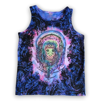 Hand-painted mystical wolf tie dye tank 