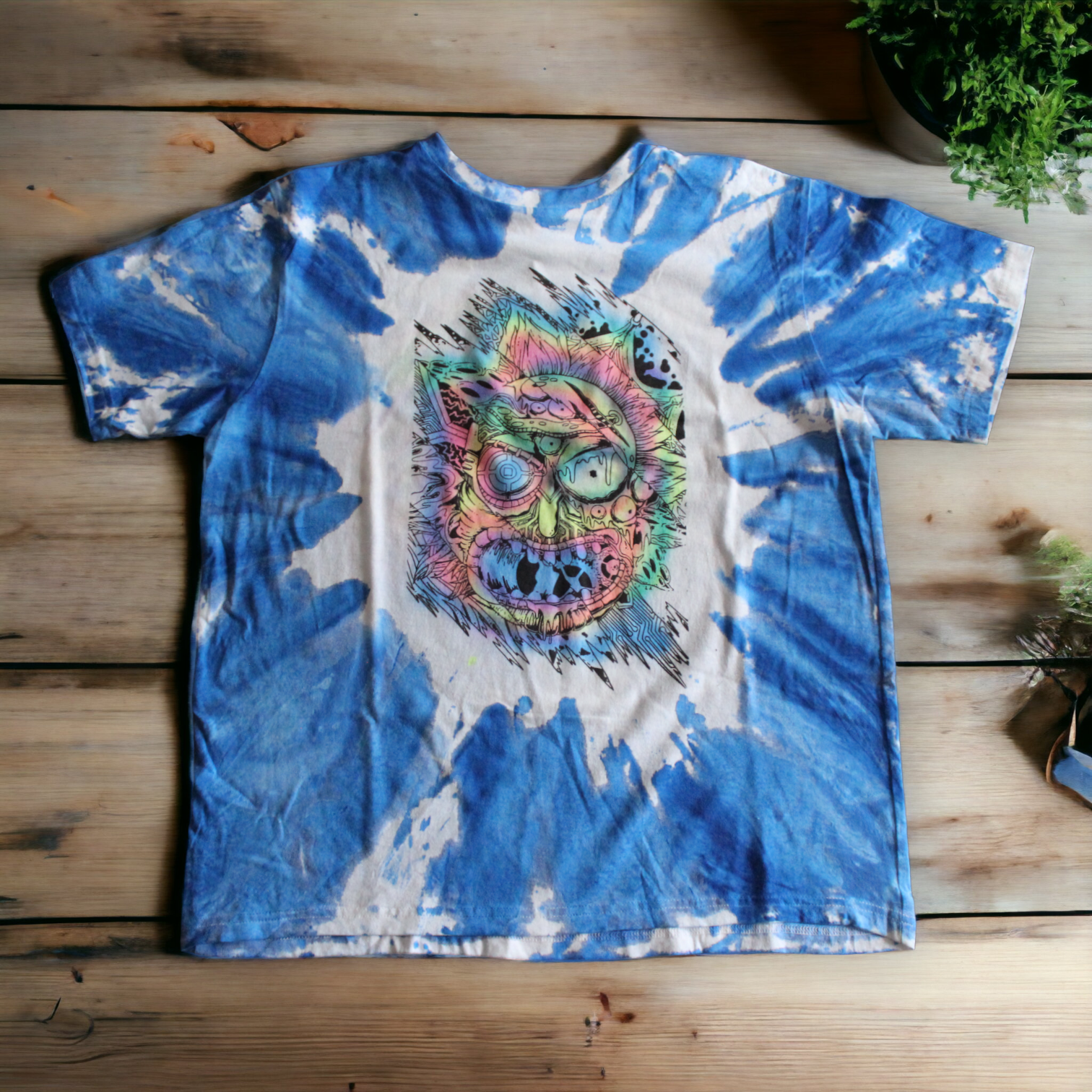 Rick and Morty inspired men's tie dye t-shirt