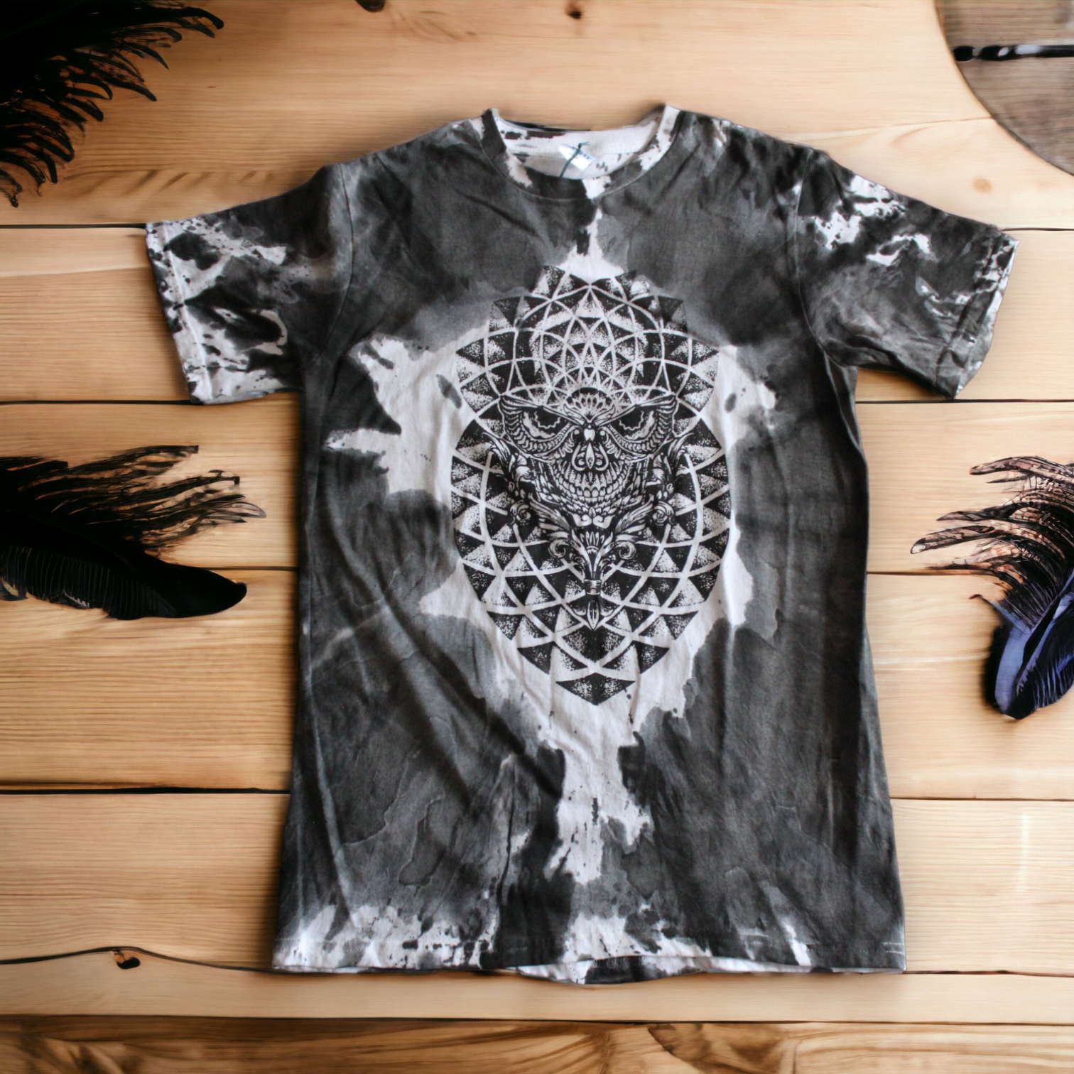 Sacred geometry black tie dye shirt