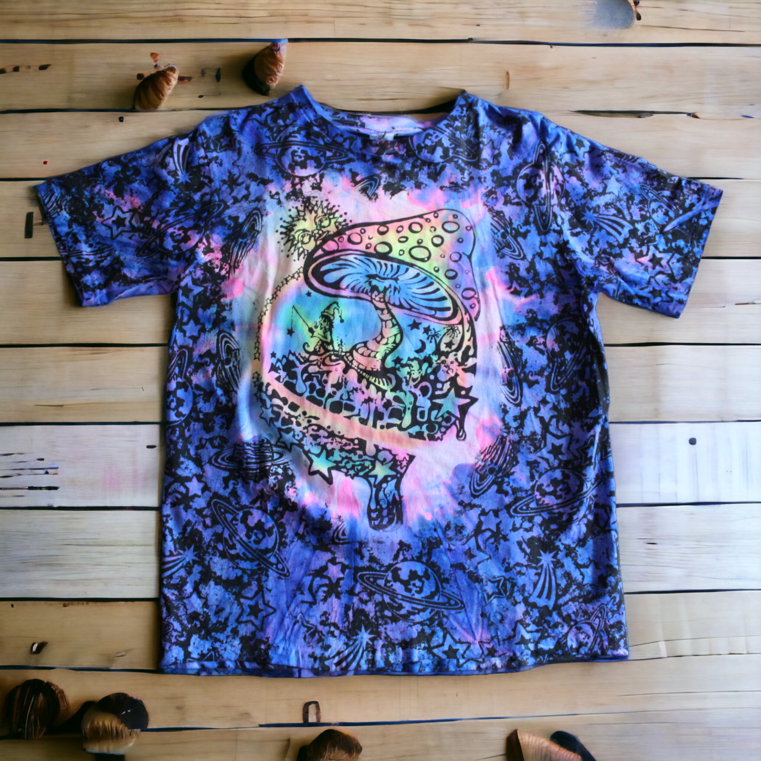 Men's galactic mushroom tie dye tee