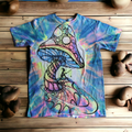 Vibrant mushroom design tie dye tee