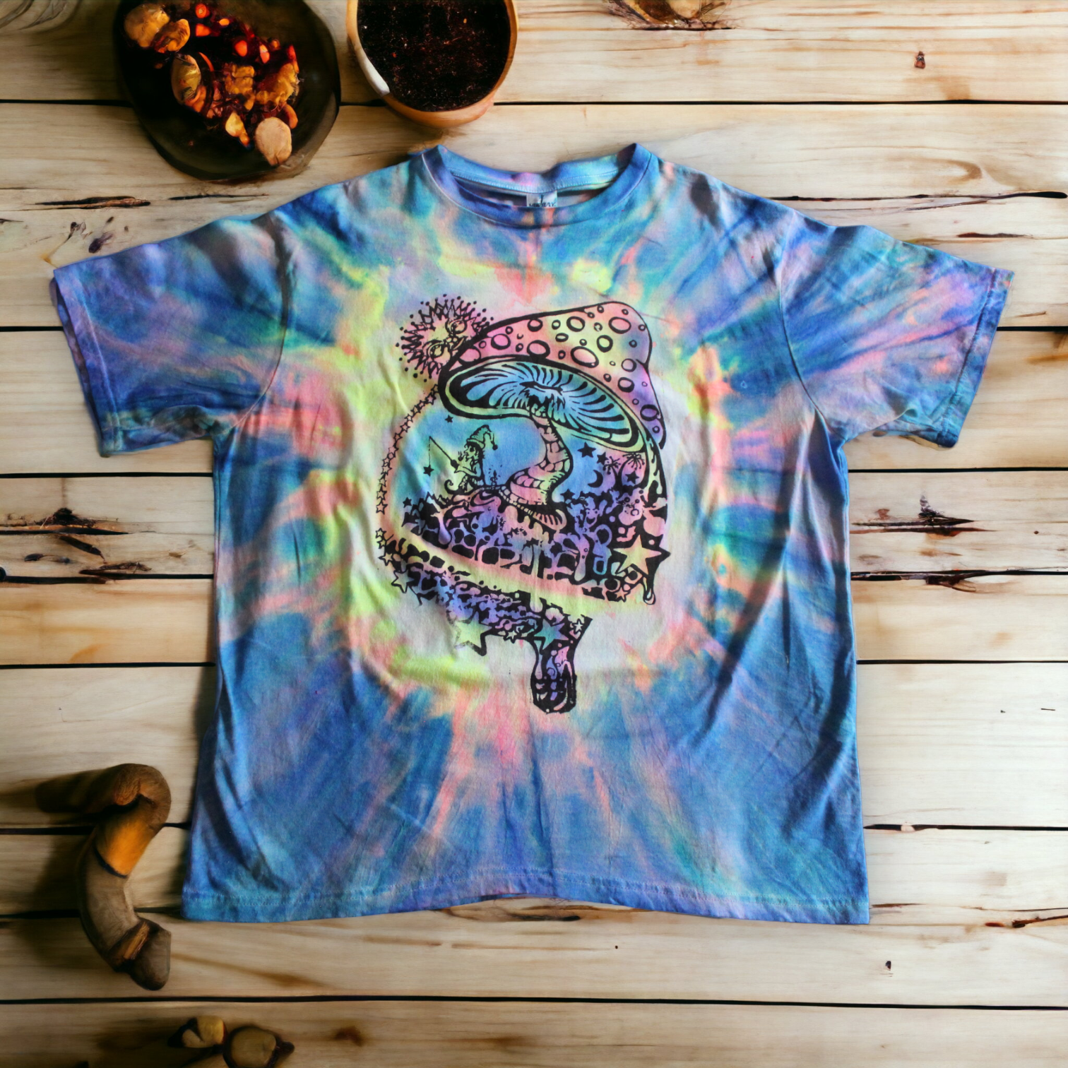Artistic mushroom tie dye T-shirt for men