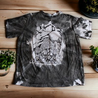 Monochrome tie dye t-shirt with mushroom art