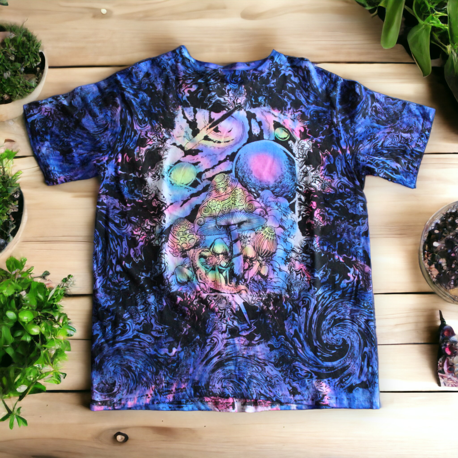 Cosmic mushroom tie dye t-shirt men's