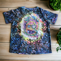 Vibrant Blue Men's Tie Dye T-Shirt with Cartoon