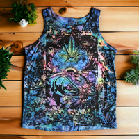  Ethereal artisan cannabis leaf tank top
