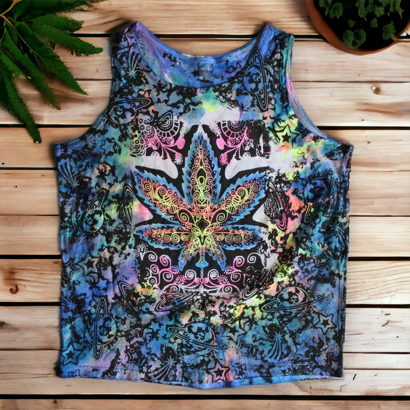Artisan crafted cannabis tie dye top