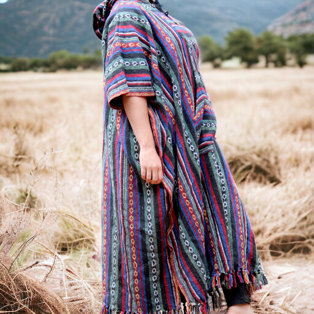 Multi Colour Full-Length Poncho