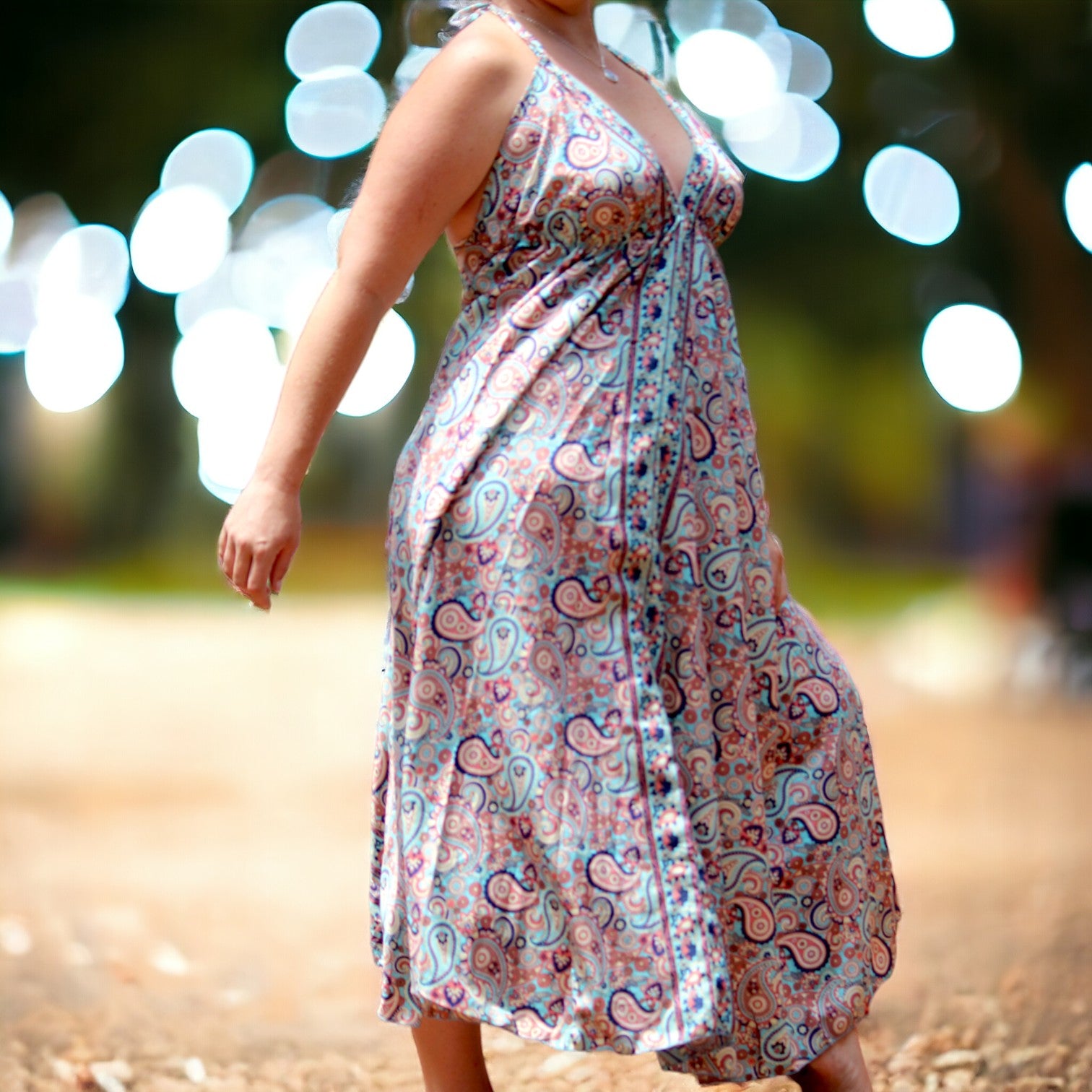 Luxurious Silk Bohemian Maxi Dress - Ideal for Stylish Outings in Gauteng, South Africa