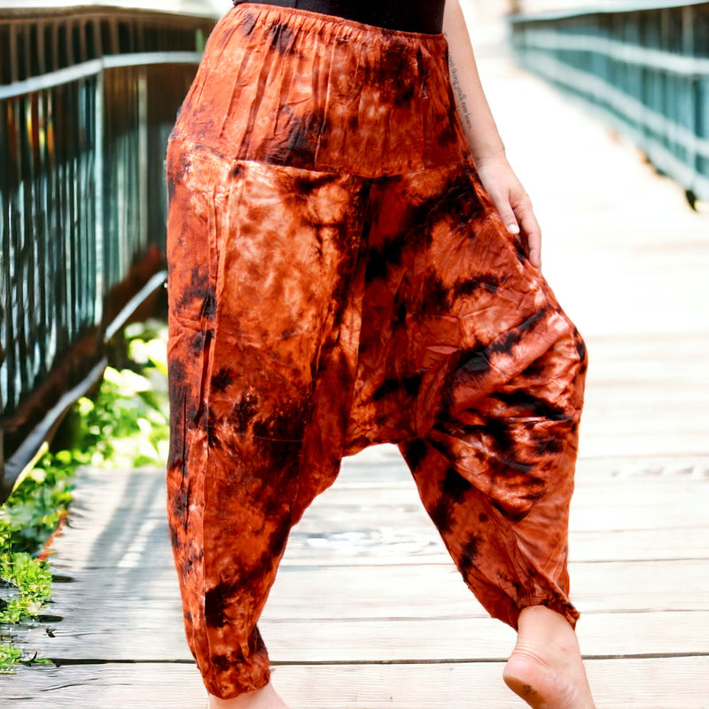 Fiery Fusion - Boho Tie-Dye Harem Pants Fiery Fusion Boho Tie-Dye Harem Pants: Secret Sense's Bold Expression  Fits sizes M to L&nbsp;