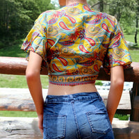 Sun-Kissed Silk Wrap Shirt - Short Sleeve Sun-Kissed Silk Wrap Shirt: Secret Sense's Radiant Charm  Fits sizes S to M with ease