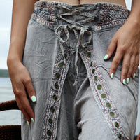 Grey Embroidered Boho Pants: Secret Sense's Timeless Elegance  Fits sizes M to L