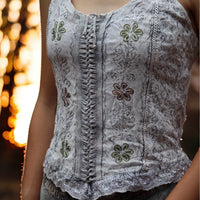 embroidered rayon corset top for festival wear