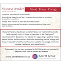 Mucuna Powder product information card with benefits and usage instructions