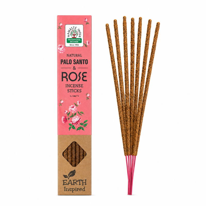 Natural Palo Santo &amp; Rose Incense Sticks – Namaste India