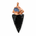 Obsidian Crystal Arrowhead paired with a Sapphire capstone Crystal Pendant - South Africa