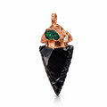 Obsidian Arrowhead Pendant with Emerald Capstone – Protection & Heart Alignment