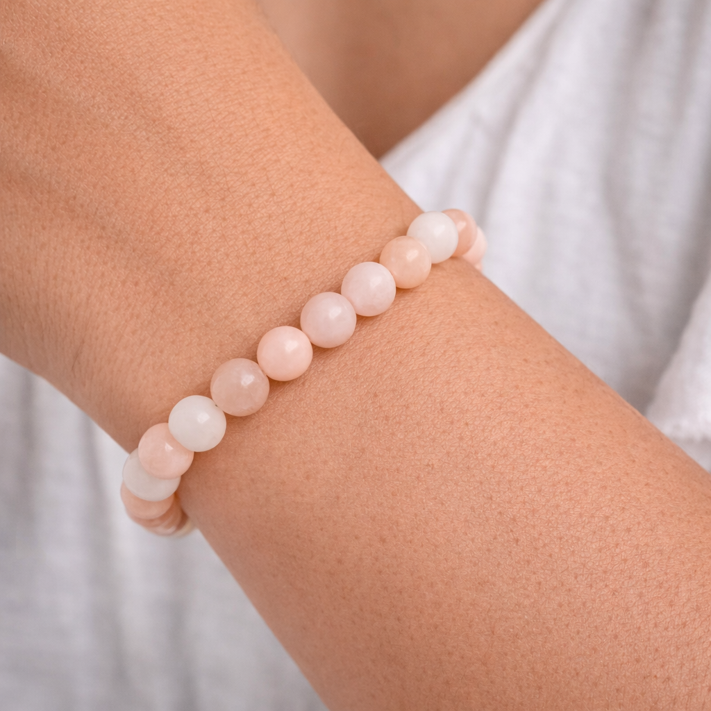 Pink Aventurine Crystal Bracelet 8mm – Natural Heart Intention Jewellery 18cm Elastic