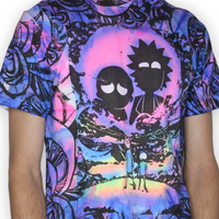 Hand-painted Rick and Morty tie dye design