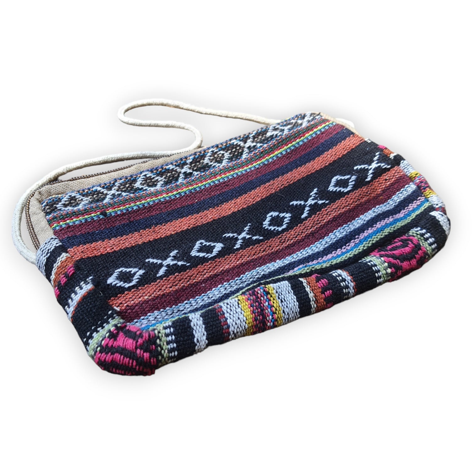 Himalayan Hemp Rectangle Bag with Traditional Patterns and Secure Zipper