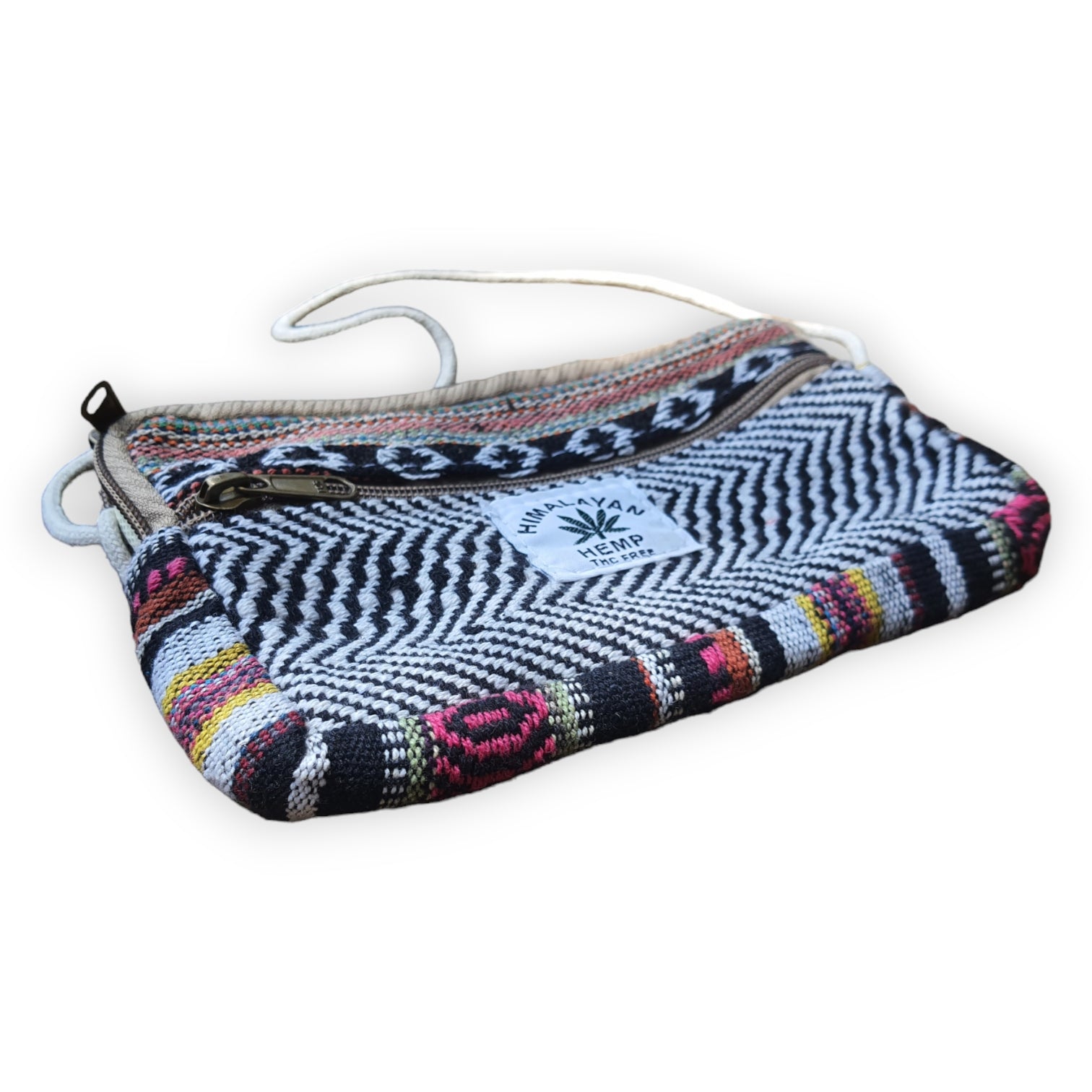 Himalayan Hemp Rectangle Bag with Traditional Patterns and Secure Zipper