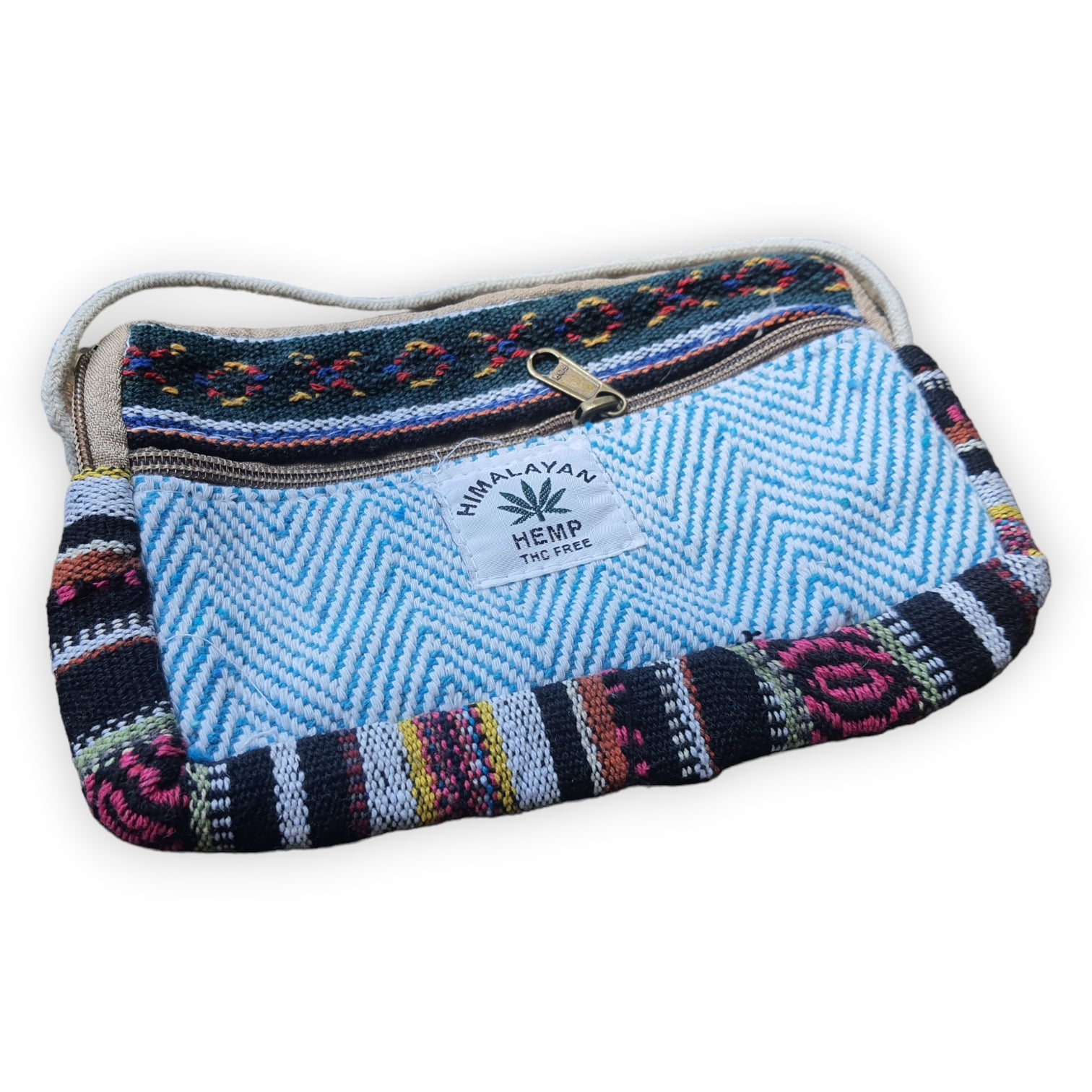 Himalayan Hemp Rectangle Bag with Traditional Patterns and Secure Zipper