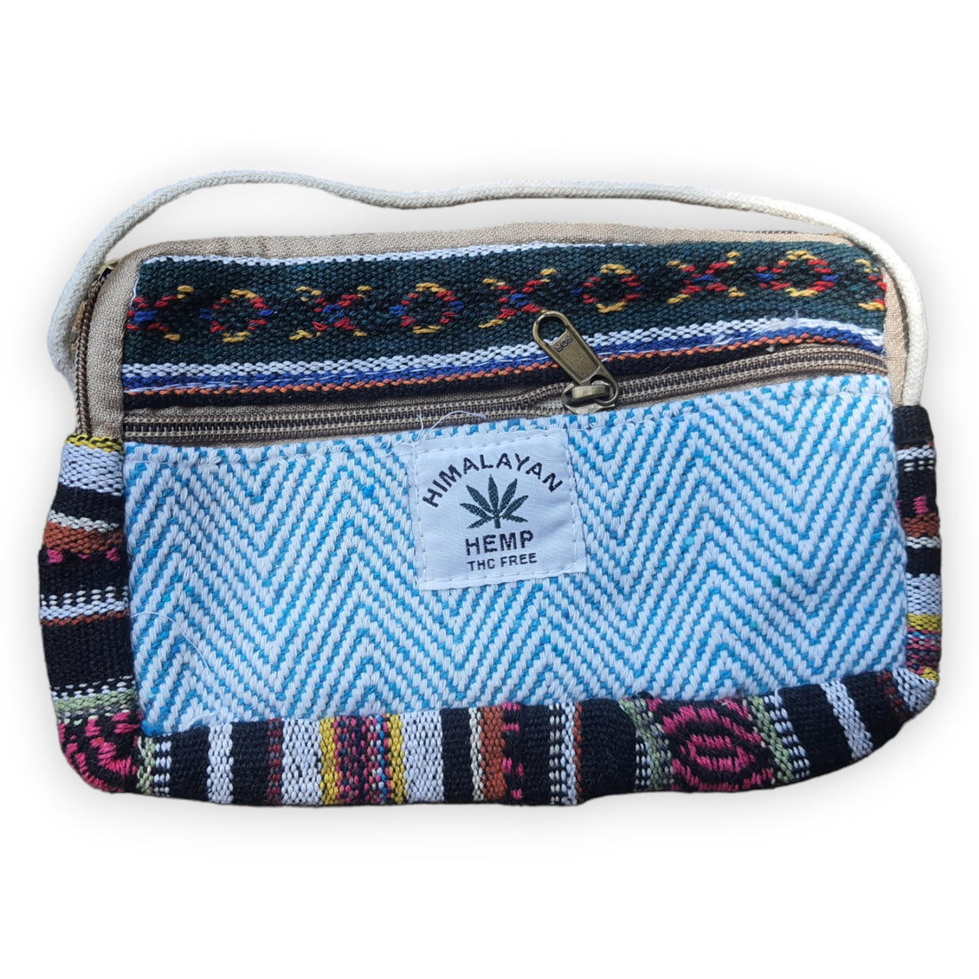 Himalayan Hemp Rectangle Bag with Traditional Patterns and Secure Zipper