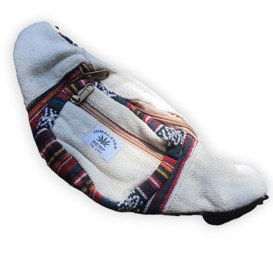 Artisanal Himalayan Hemp Bum Bag with Adjustable Strap and Dual Zippers