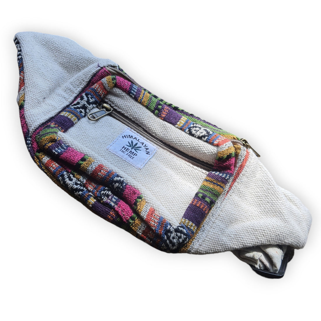 Artisanal Himalayan Hemp Bum Bag with Adjustable Strap and Dual Zippers
